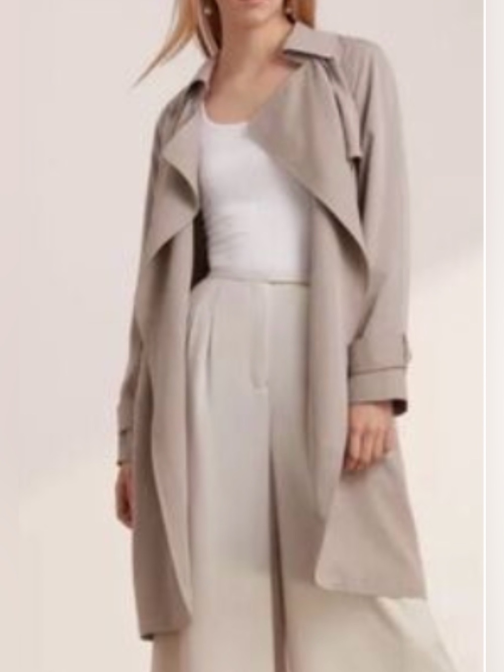 Babaton Aritzia Lawson Trench Coat Taupe Beige Belted Jacket Size XS